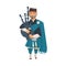 Vector cartoon scottish bagpiper isolated