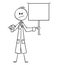 Vector Cartoon of Serious Looking Doctor Pointing at Viewer and Holding Empty Sign