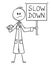 Vector Cartoon of Serious Looking Doctor Pointing at Viewer and Holding Slow Down Sign