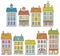 Vector cartoon set of colorful town houses