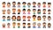 Vector cartoon set of diverse happy people avatar icons