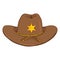 Vector Cartoon Sheriff Cowboy Hat on White Bcakground