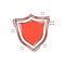 Vector cartoon shield protection icon in comic style. Protect si