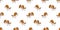 Vector cartoon shih tzu dog seamless pattern background