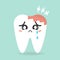 Vector cartoon sick tooth. Decay and destroy tooth.