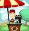 Vector cartoon small business illustration with coffee shop stand