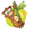 vector cartoon Small mammal and bananas