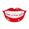 Vector cartoon smiling mouth with stages of crooked teeth alignment using orthodontic metal braces