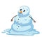 Vector cartoon snowman melting