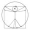 Vector Cartoon Stick Character Illustration of Vitruvian Man, Based on Drawing of Leonardo da Vinci, Representing Ideal