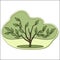 Vector cartoon sticker tree crown with leaves, element for scrapbook, decoration books, cards, sites on the theme of gardening.