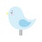 Vector Cartoon style Cute Blue Sleeping Bird Isolated kawaii