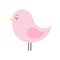 Vector Cartoon style Cute pink sleeping Bird Isolated kawaii