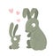 Vector cartoon style flat funny rabbit parent with baby