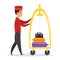 Vector cartoon style illustration of hotel bellboy