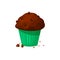 Vector cartoon style illustration of sweet cupcake. Delicious sweet dessert. Chocolate muffin isolated on white background.