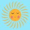 Vector cartoon sun with closed eyes.