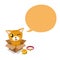 Vector cartoon tabby cat with speech bubble