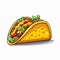 Vector Cartoon Taco On White Background: Detailed Painting Style With Softbox Lighting