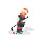 Vector cartoon teen boy playing ice hockey