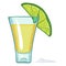 Vector Cartoon Tequila Shot with Lime Slice and Salt