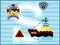 Vector cartoon of tugboat and sailing logo with funny bear the sailor