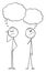 Vector Cartoon of Two Men or Businessmen Thinking About Problem With Empty Speech Bubbles