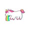 Vector cartoon unicorn character pukes rainbow