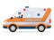Vector cartoon van medical car with driver man