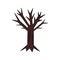 Vector cartoon withered tree. Isolated Halloween element for decoration. Mystery colorful plant with black contour on the white