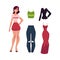 Vector cartoon woman apparel set