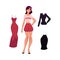 Vector cartoon woman apparel set