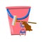 Vector cartoon woman with bucket and cleaning brush