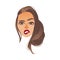 Vector cartoon woman red lips biting