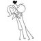 Vector Cartoon of Woman Resisting the Kiss from Man in Love