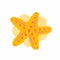 Vector cartoon yellow starfish marine underwater, seaside animal icon. Isolated background illustration.