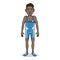 Vector Cartoon Young African Man in Blue Wrestling Equipment