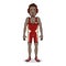 Vector Cartoon Young African Man in Red Wrestling Equipment