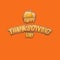 Vector cartoot Happy Thanksgiving day holiday label witn greeting text and orange pumpkin on orange background. Cartoon