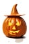 vector carving pumpkin. holiday pumpkin with hat. smiling scary jack o lantern vector illustration white background