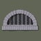 Vector castle medieval dungeon window with strong grunge steel and darkness inside. Castle prison window with realistic stones.