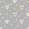 Vector cats seamless pattern with faces and paws