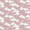 Vector celestial seamless pattern with oriental clouds. Pastel hand drawn cozy textile or magic wrapping design