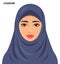 Vector - chador headgear style, beautiful arabic muslim woman -