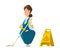 Vector character cleaner lady janitor woman in uniform cleaning