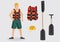 Vector Character and Equipment for Water Sports Outdoor Adventure