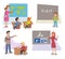 Vector character illustration elementary school education set