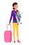 Vector character illustration of mother travelling with baby in sling