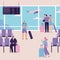 Vector character illustration of people at airport scene