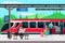 Vector character illustration of train station and passengers